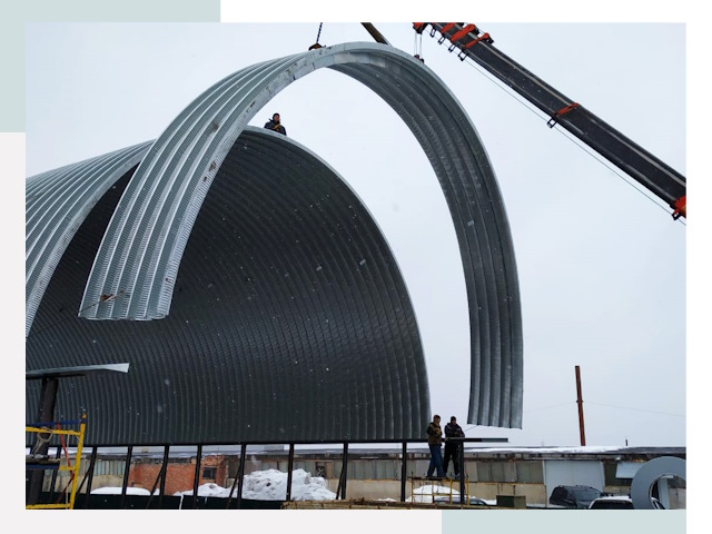 Полукруглые ангары в Мценске